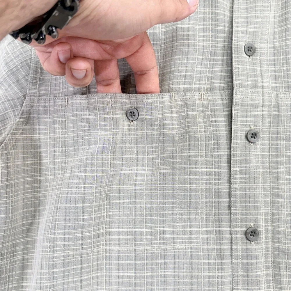 5.11 Tactical Shirt Mens Medium Beige Plaid Mesh Lined Short Sleeve Button Up